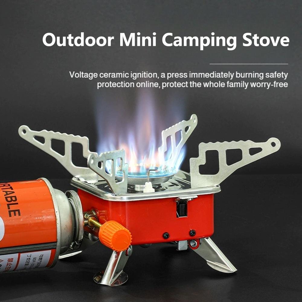 Camping Cooking Heater - ポータブル折りたたみ式防風キャンプガスストーブビッグパワーバーナー屋外調理器具炉バックパッキングハイキングピクニックバーベキュー観光