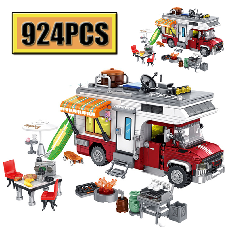 Camping Cooking Gifts - MOC 924ピース シティシリーズ キャンピングカー レジャー バケーション