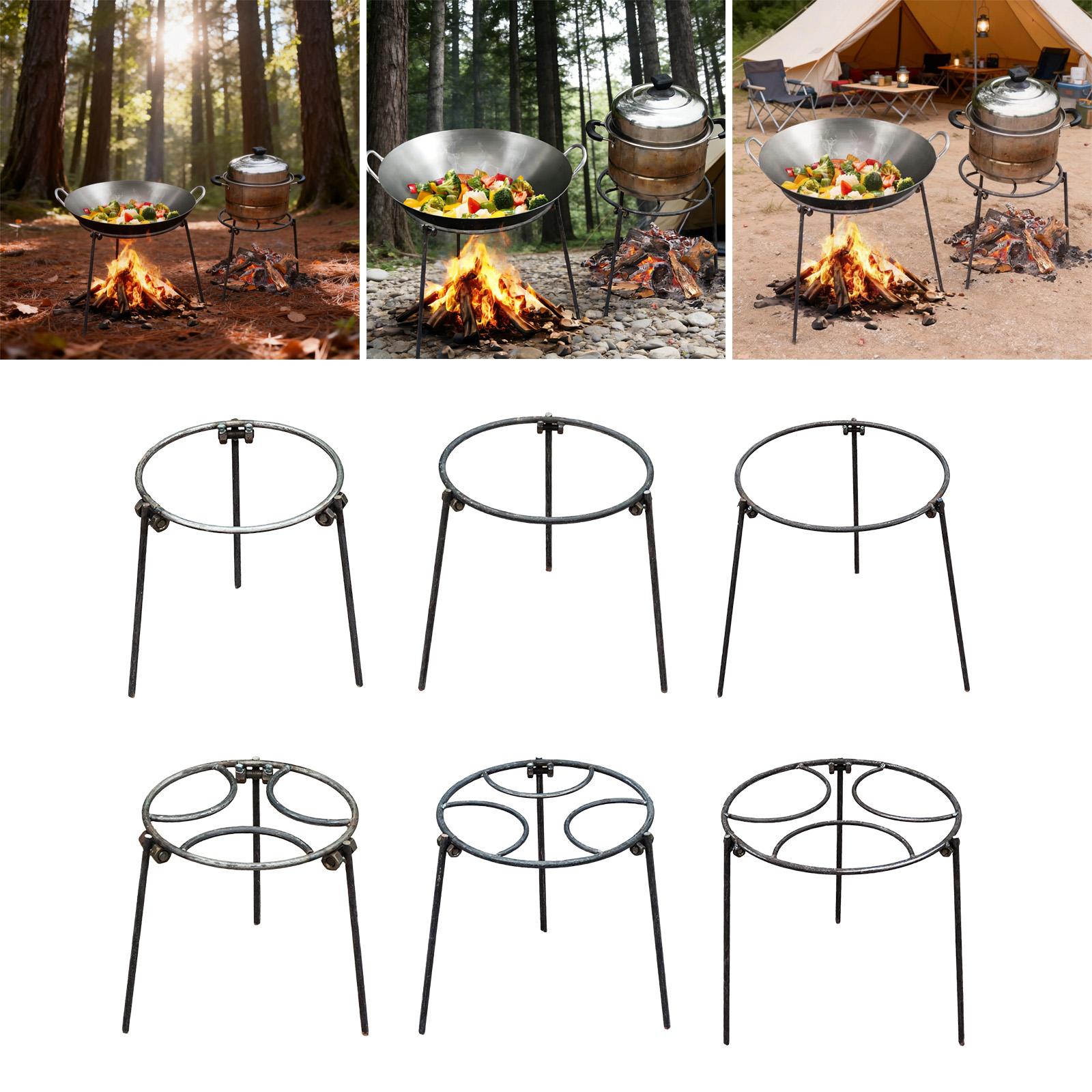 Camping Cooking Heater - キャンプファイヤー三脚、ダッチオーブン多目的中華鍋ホルダー、焚き火調理スタンド折りたたみ式キャンプグリル、裏庭グリルBBQ芝生用