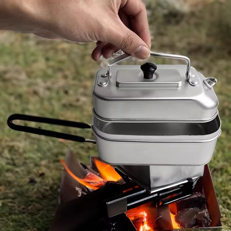 Camping Cooking Kit - 超軽量ポータブルピクニックケトル、キャンプティーポット、コーヒーポット、汚れ、屋外調理、釣り、ハイキングキャンプ、キッチン、観光、ケトル