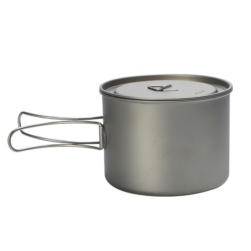 Camping Cooking Stove - 吊り下げハンドル付きチタン調理鍋,ポータブル,キャンプ,ピクニック,屋外,750ml,900ml