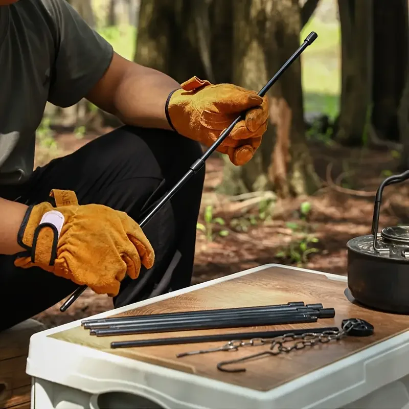 Campfire Cooking - 屋外用大型焚き火三脚ポータブルキャンプ焚き火調理鍋吊り下げ三角スタンドラックピクニック調理グリルツール