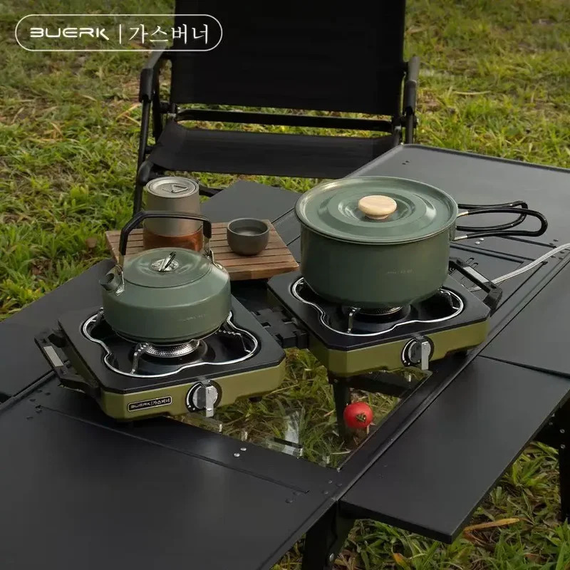 Camping Double Cooking Stove - BUERK キャンプストーブ ダブルバーナー ポータブル 高火力 折りたたみ式