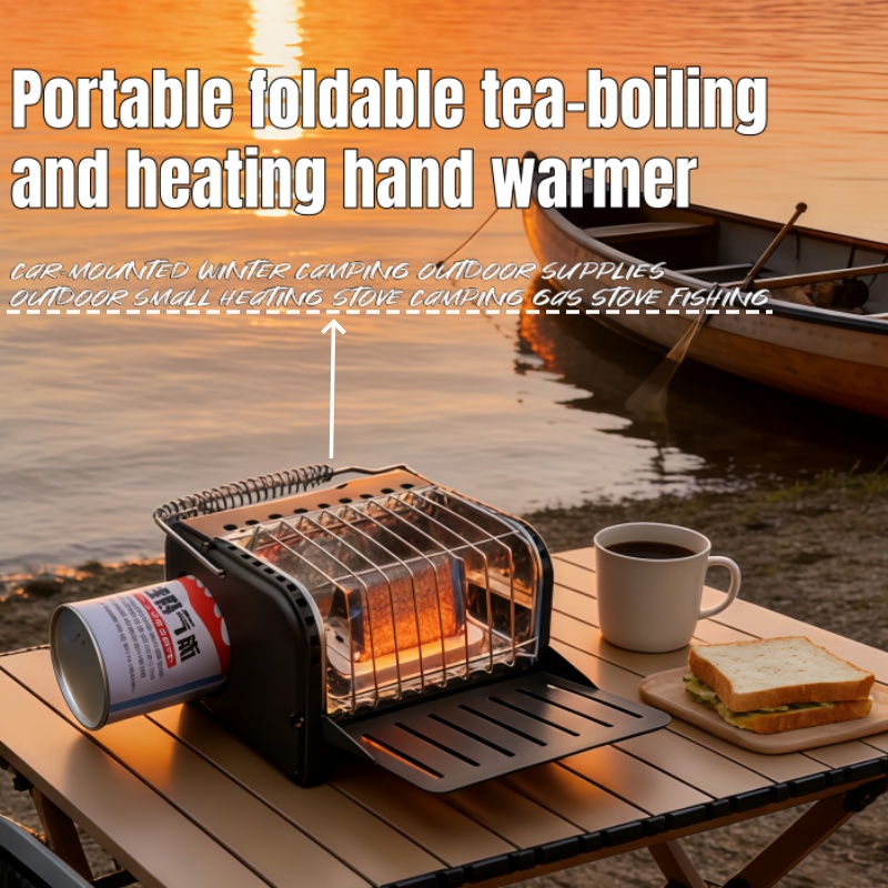 Camping Cooking Heater - 1200Wキャンプ用ガスストーブ ポータブルミニヒーター アウトドアハイキングクッキング旅行用 軽量カセットヒーター 小型ストーブ キャンプ用
