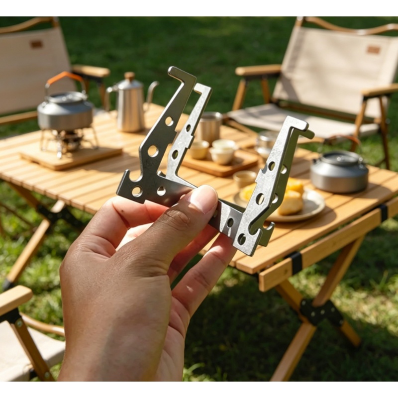 Camping Cooking Drawer - 1 ピース/セット分割型ステンレス鋼十字ストーブスタンドベースブラケットユニバーサル屋外キャンプクッカーサポート