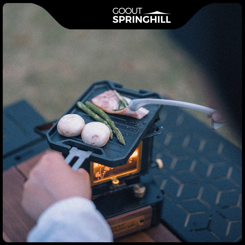Camping Cooking Heater - COOUT SPRINGHILL アウトドアミニグリルパン 軽量キャンプ用ポータブルスパイダーオーブングリルパン 火傷防止ハンドル付き