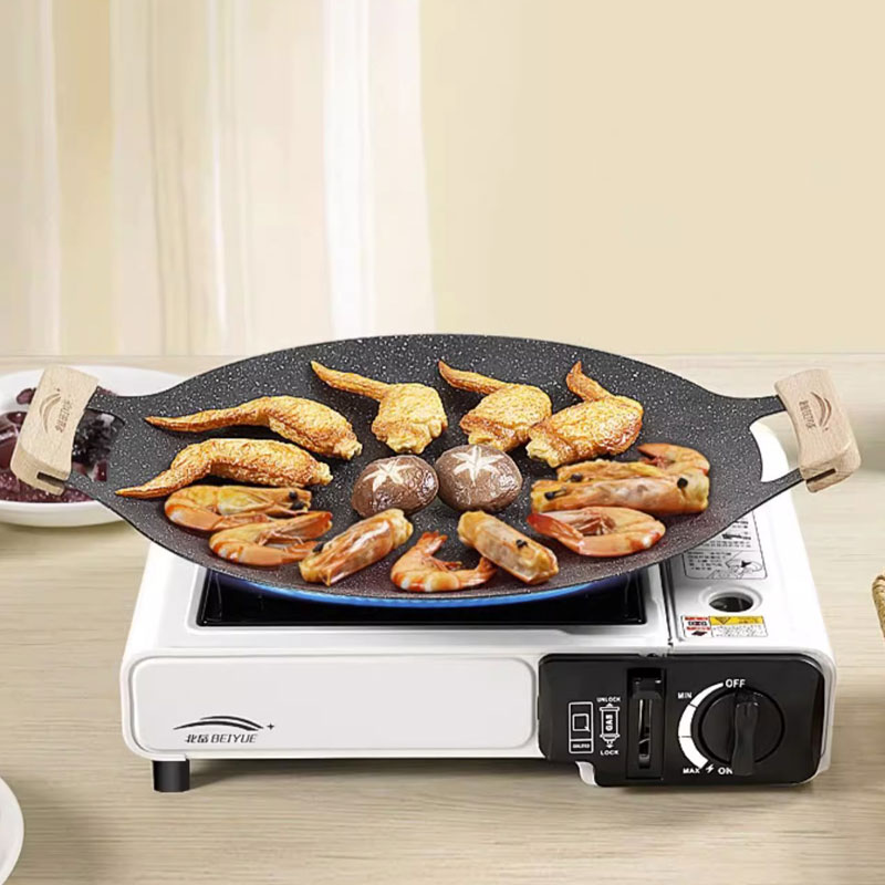 Camping Cooking Set Non Stick - ﻿ 26/30/33CM屋外キャンプグリルパン韓国風マイファンストーンノンスティックバーベキュープレート鉄板焼きポータブル家庭用フライパン