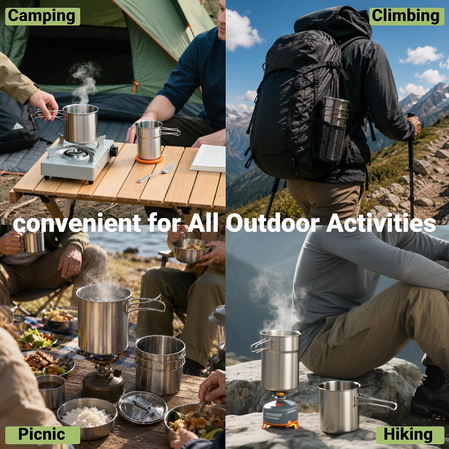 折りたたみ式キャンプカップマグカップキャンプポット調理器具3 - Camping Cooking Kit のレビューと価格
