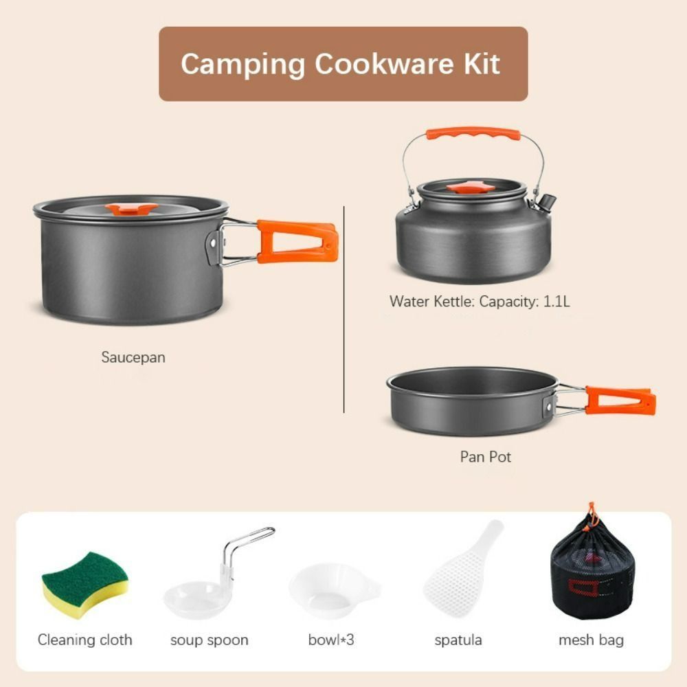アルミ合金キャンプ調理器具キットノンスティックコーティングポ - Camping Cooking Set Non Stick のレビューと価格