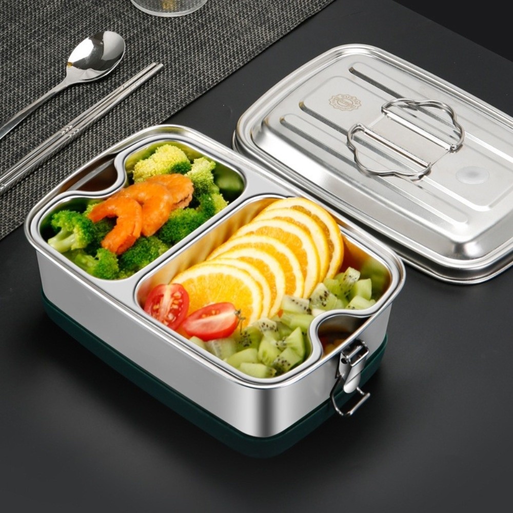 二層ステンレス製ランチボックス、仕切り付き、漏れ防止、電子レ - Camping Cooking Heater のレビューと価格