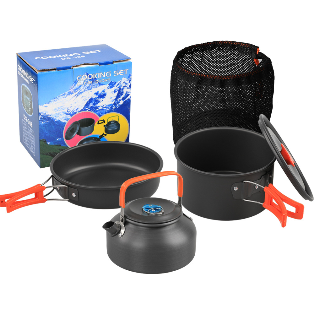 屋外キャンプ用調理器具セット アルミ製ノンスティック鍋 ポー - Camping Cooking Set Non Stick のレビューと価格