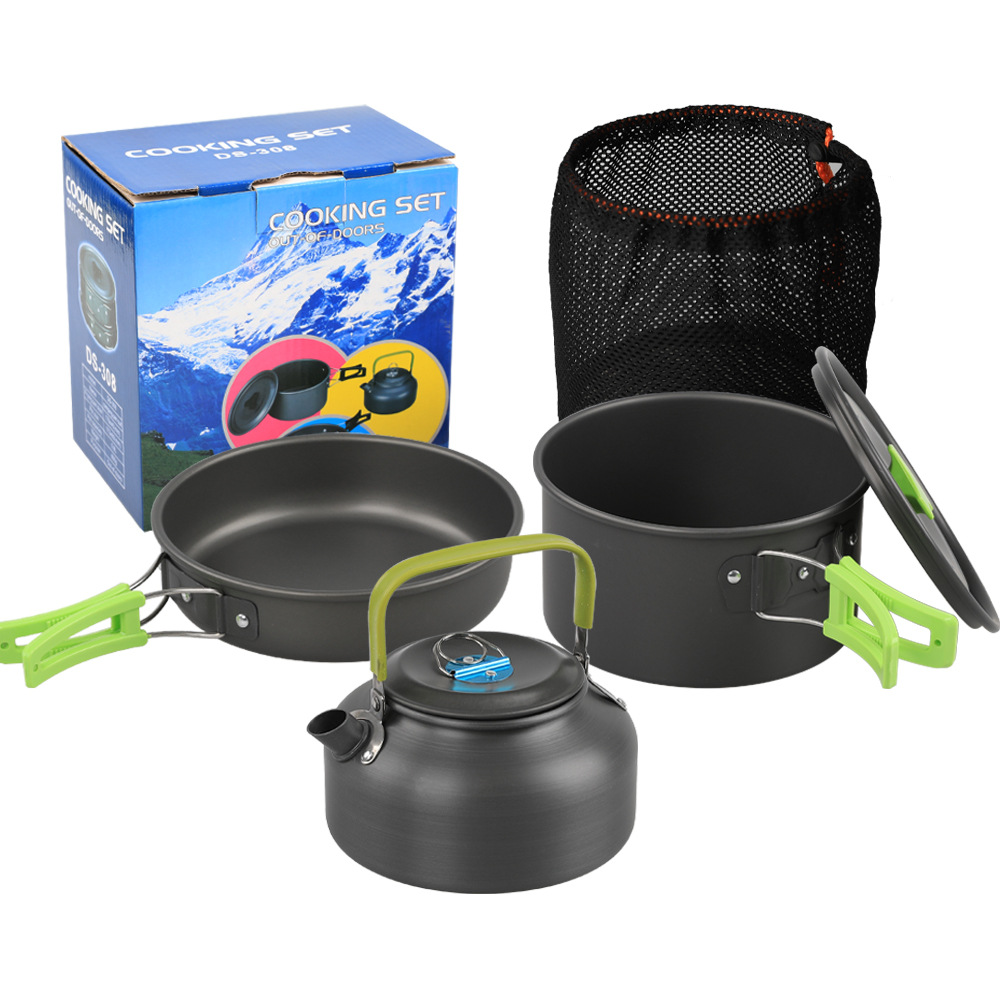 屋外キャンプ用調理器具セット アルミ製ノンスティック鍋 ポー - Camping Cooking Set Non Stick のレビューと価格