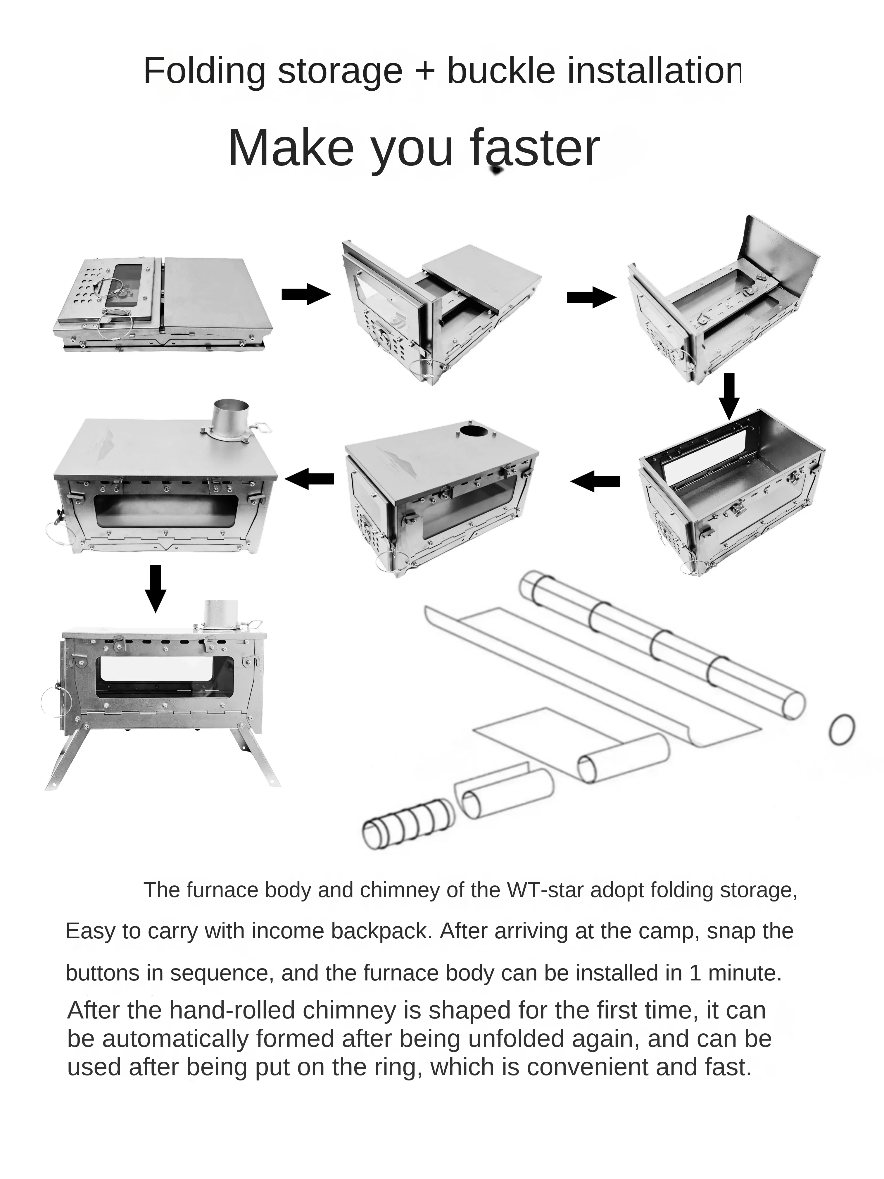 Wt star-tiチタン合金折りたたみ薪ストーブ,ストーブ - Camping Cooking Drawer のレビューと価格