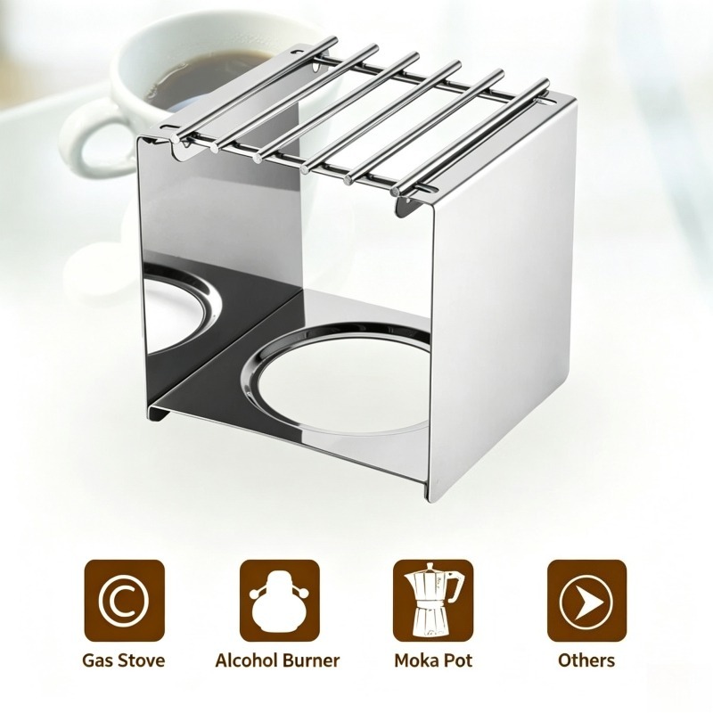 ステンレス製の正方形コーヒーストーブスタンド、モカポットやア - Camping Cooking Stove のレビューと価格