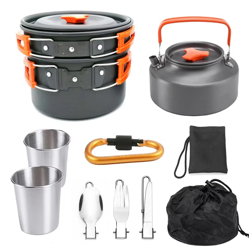 キャンプクッキングセット キャンプ調理器具 旅行用食器 アウ - Camping Cooking Set Non Stick のレビューと価格