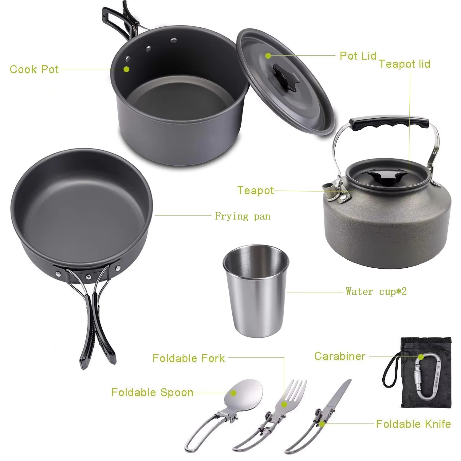 キャンプクッキングセット キャンプ調理器具 旅行用食器 アウ - Camping Cooking Set Non Stick のレビューと価格