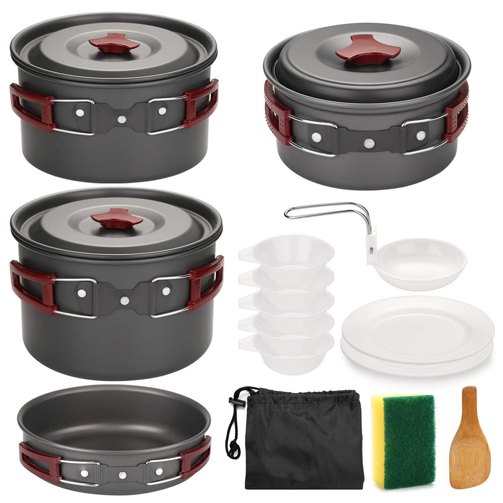 アウトドア キャンプ調理器具キット ノンスティック キャンプ - Camping Cooking Kit のレビューと価格