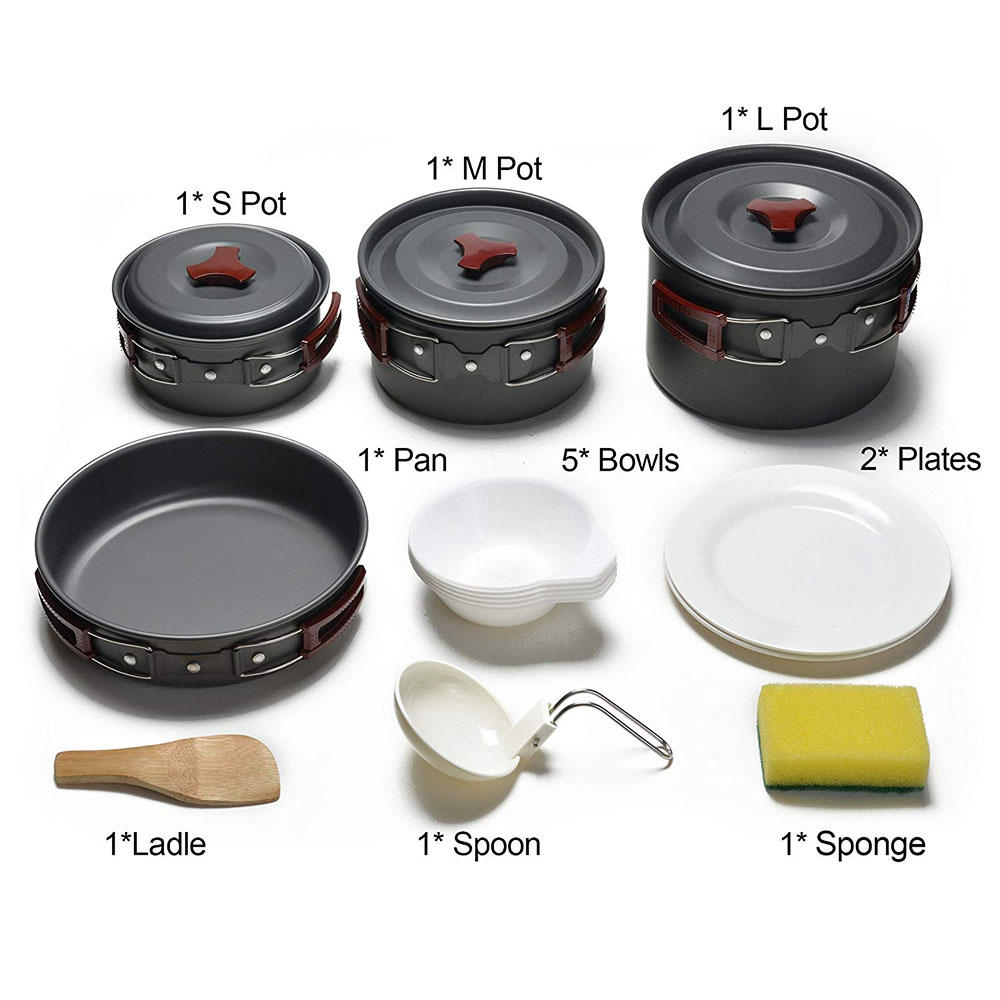 アウトドア キャンプ調理器具キット ノンスティック キャンプ - Camping Cooking Kit のレビューと価格