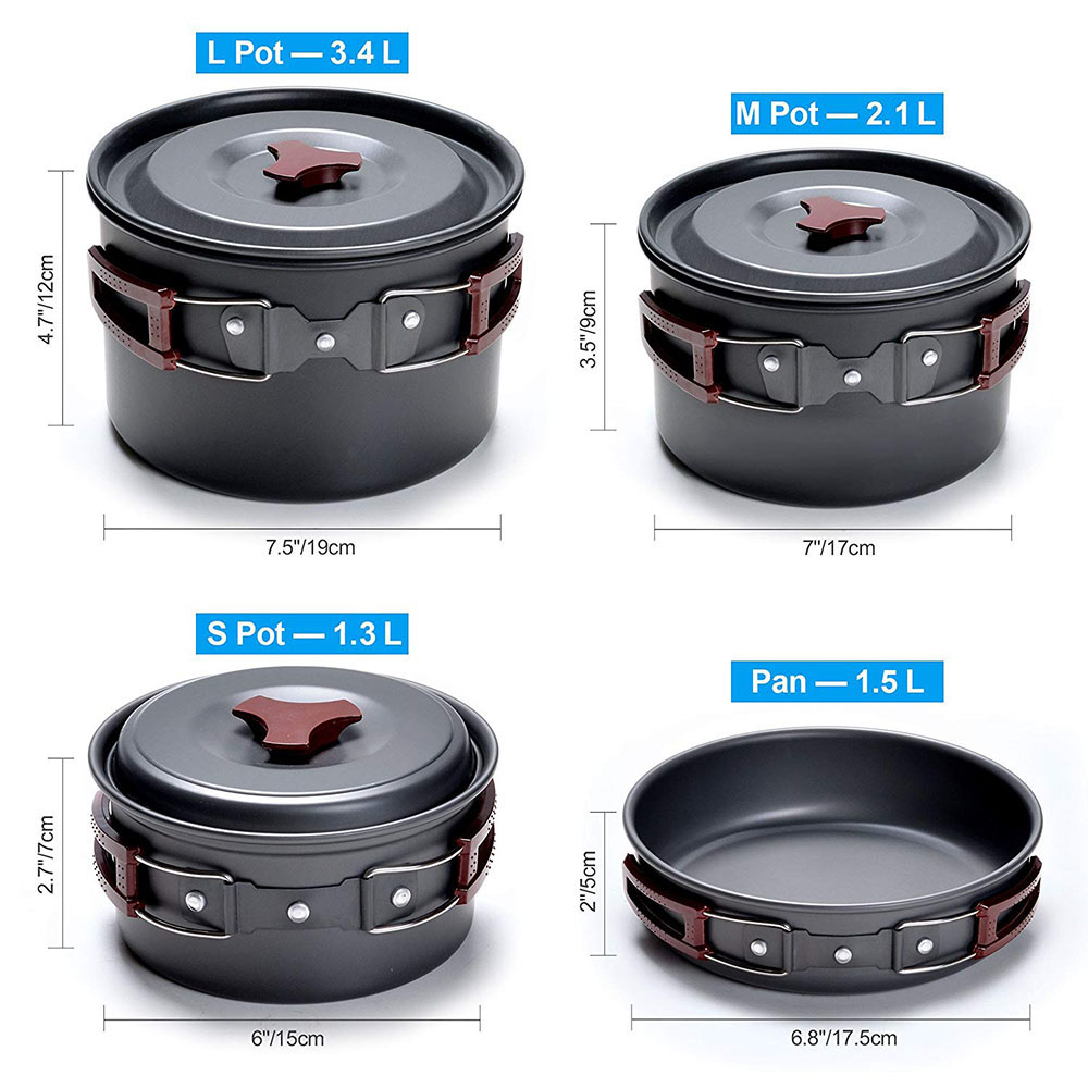 アウトドア キャンプ調理器具キット ノンスティック キャンプ - Camping Cooking Kit のレビューと価格